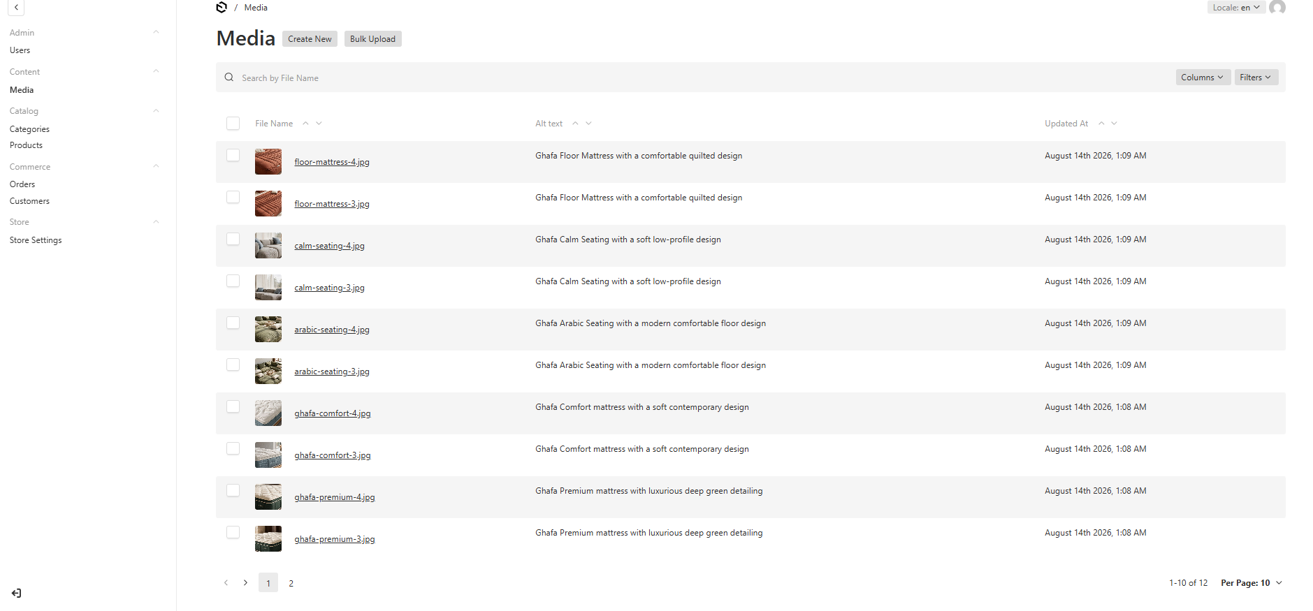 Payload CMS admin dashboard screenshot showing store management