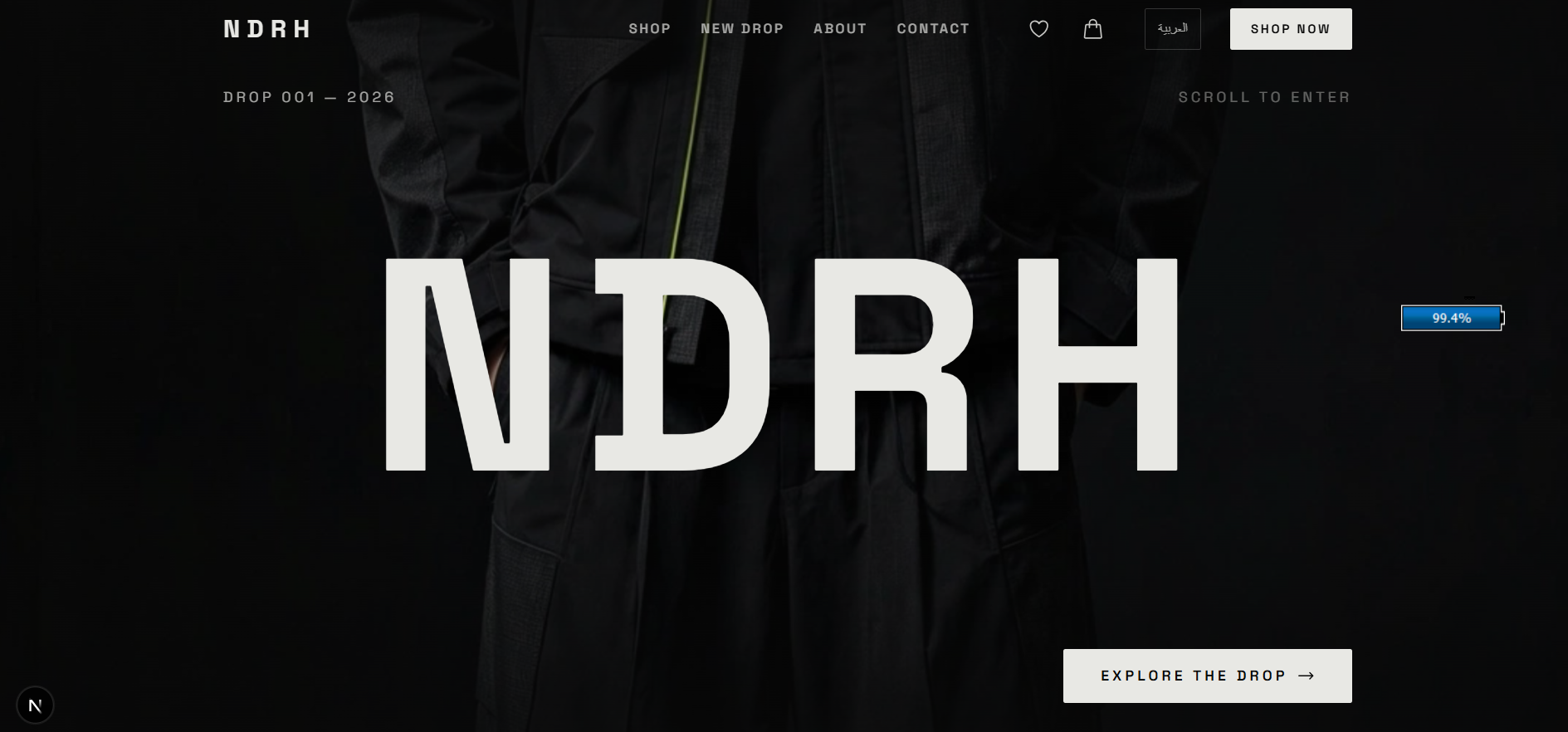 NDRH editorial fashion storefront screenshot
